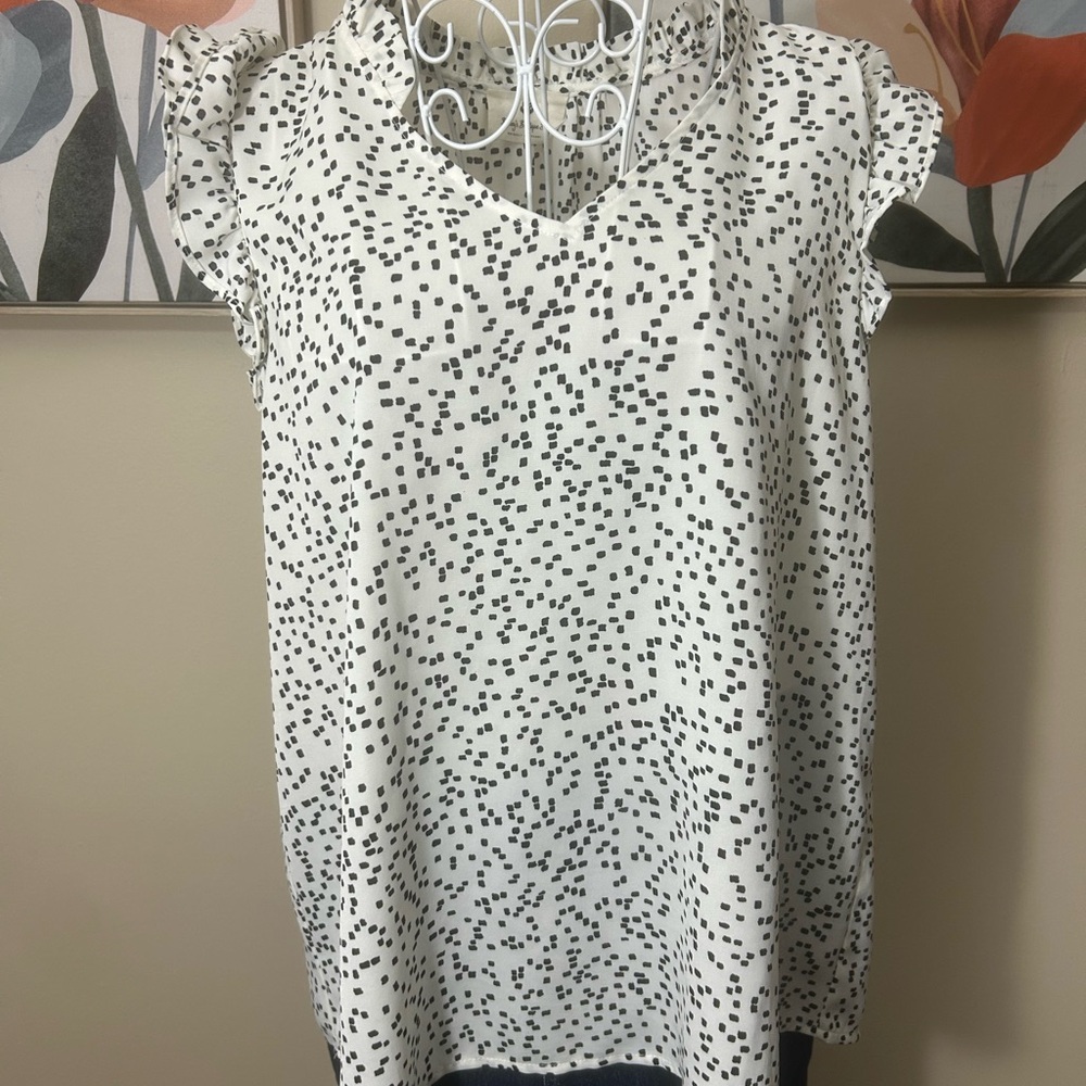 Classic Black and White Speckled Blouse